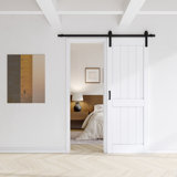 Rene 84'' Solid Manufactured Wood Paneled Painted With Installation Hardware Kit Barn Door 
